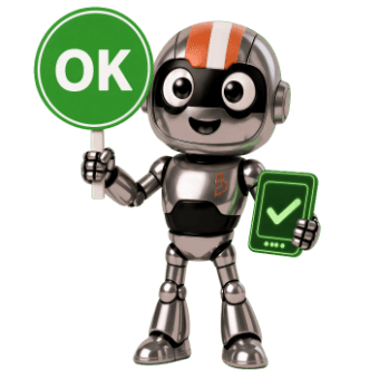 BRITEBOT, the BRITECITY mascot, holding a green OK sign