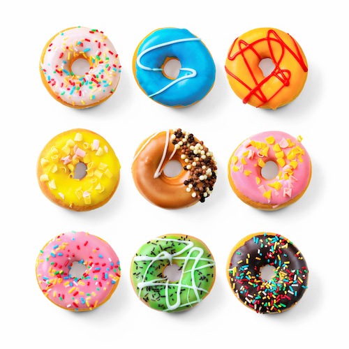 Various colourful donuts