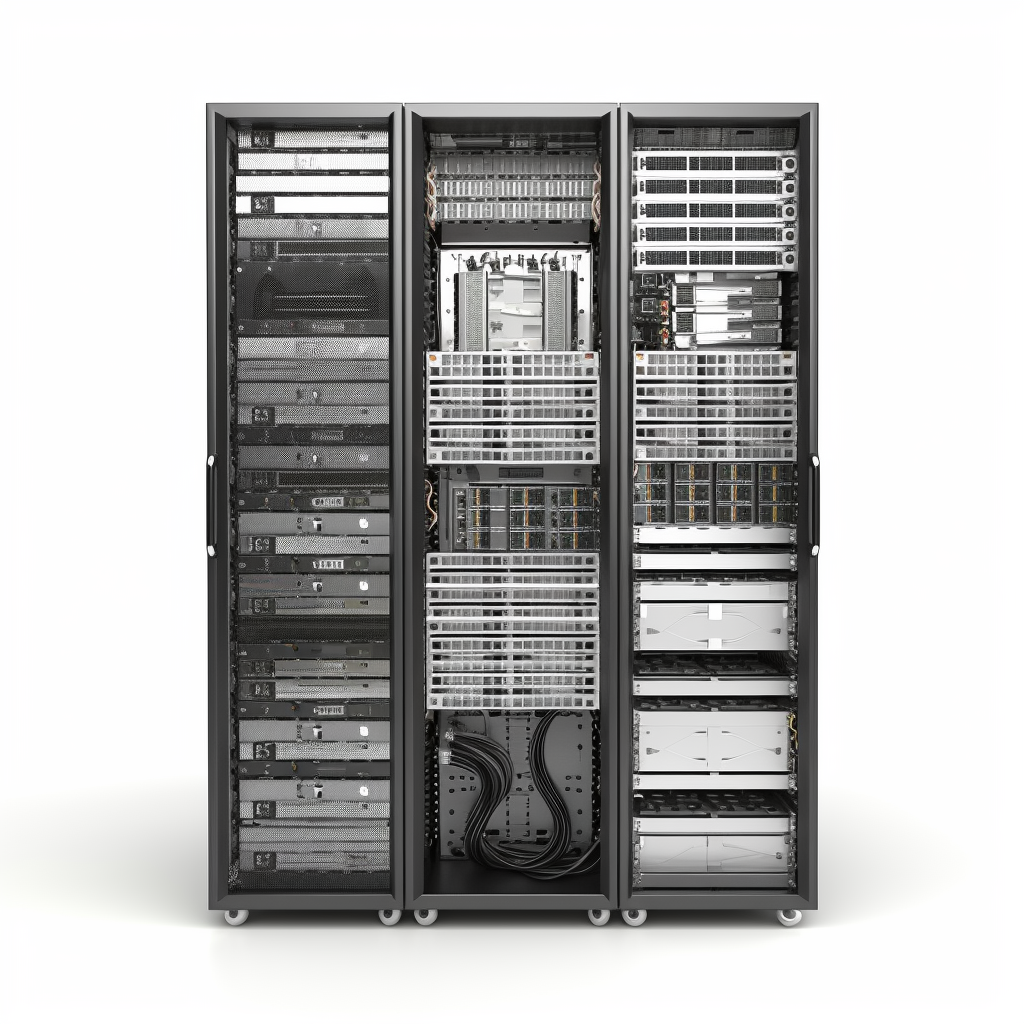 A server cabinet full of servers